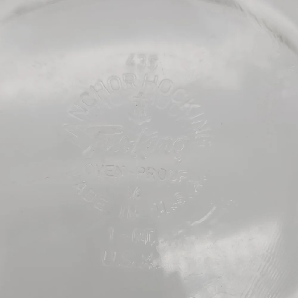 Fire King Clear Glass Round Baking Dish with Handles